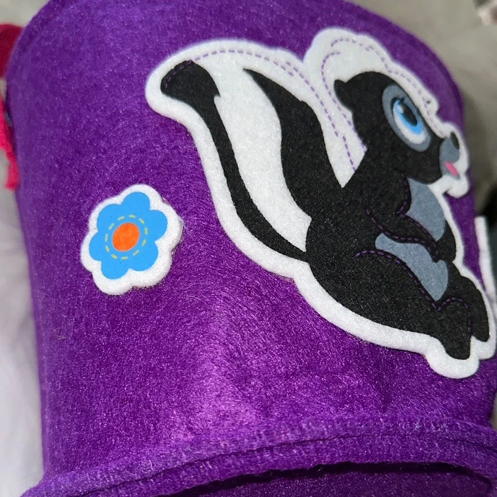 Disney Store Bambi Flower Skunk Purple Felt Easter Basket Trick or Treat Bag NWT